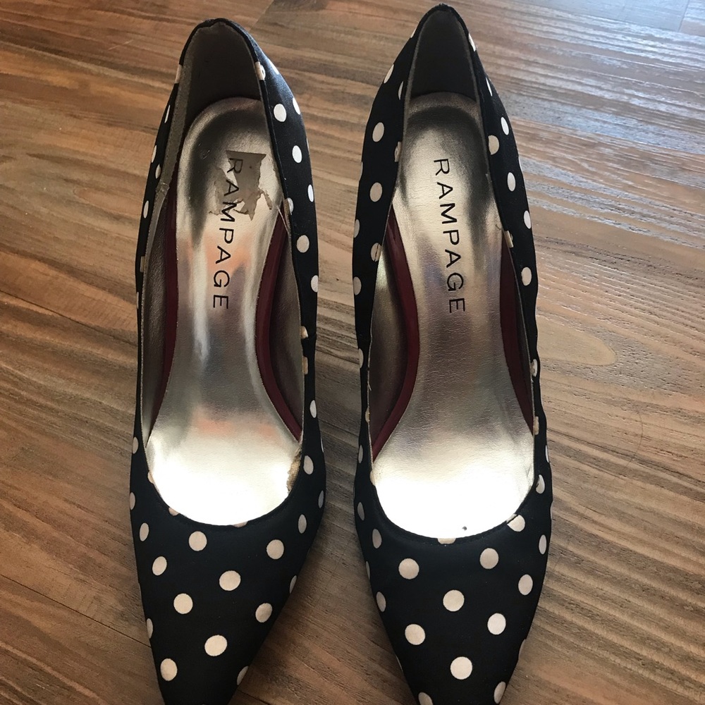 Polka-dot, red bottom heels